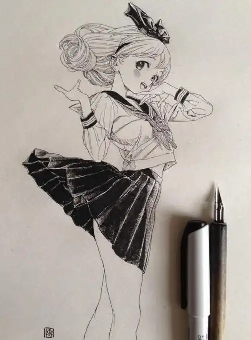 [原画线稿] 博-漫画家推特手稿线稿 pixiv图集693p a角色设计 第3张