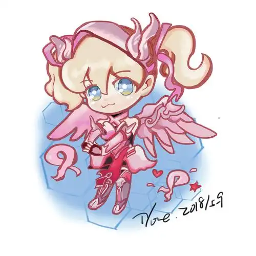 守望先锋同人天使粉红皮肤卡通形象