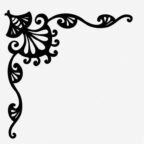 手绘黑色欧式花纹边框边角素材元素素材png格式_设计素材免费下载_vrf