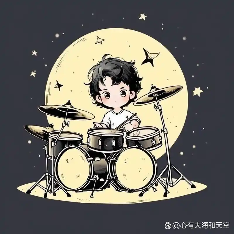 鼓手头像09燃爆全场的架子鼓 还想看我画什么呀