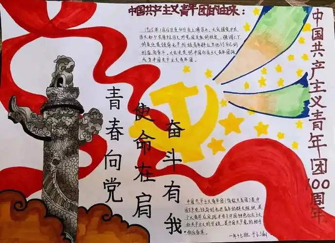 青春向党使命在肩奋斗有我手抄报