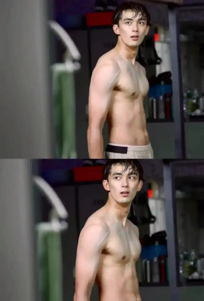 吴磊侧躺有腹肌