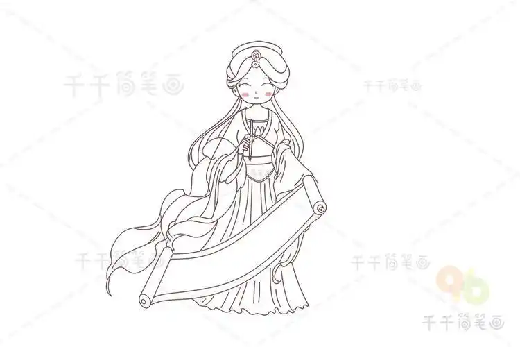 仙女简笔画古装简单