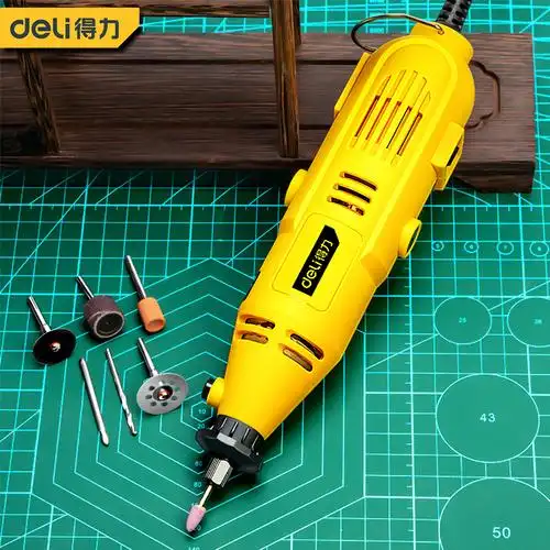 得力电磨机小型手持打磨机电动雕刻切割工具木雕电磨