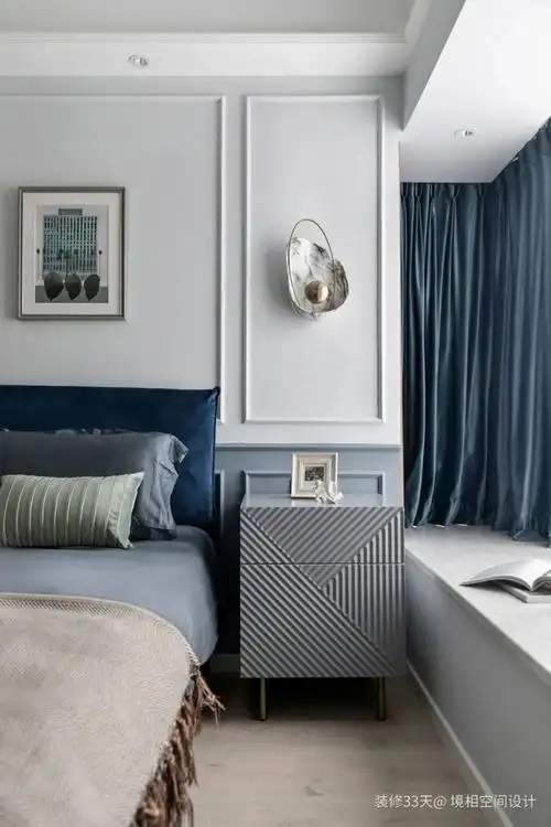 82平简约现代灰蓝色轻奢韵味装修效果图