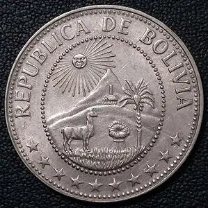 玻利维亚1967年50分镍钢币,24mm,三幺幺外国硬币收藏,美洲钱币