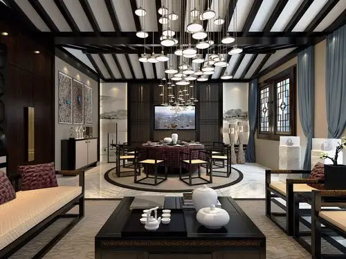 装修效果图_会所餐厅装修案例效果图-齐家典尚装修