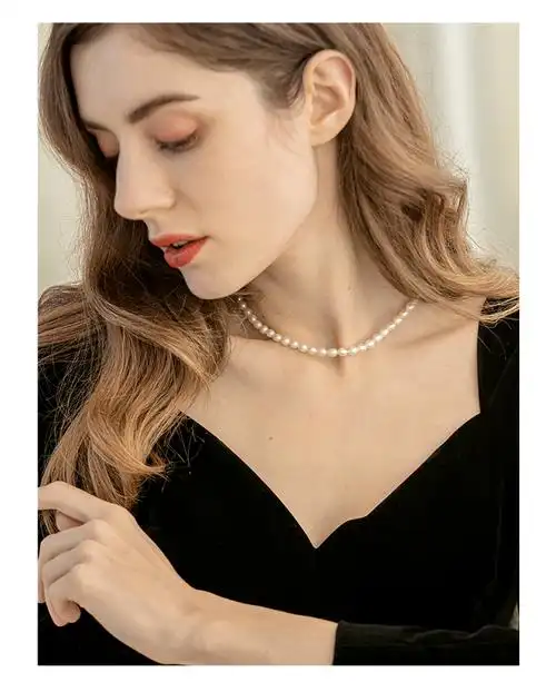 珍珠项链少女淡水珍珠项链女年轻款时尚感复古小众锁骨链定制款漫长