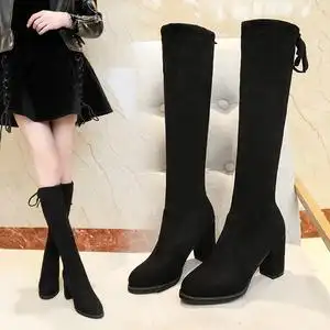 高跟鞋靴女中筒粗跟