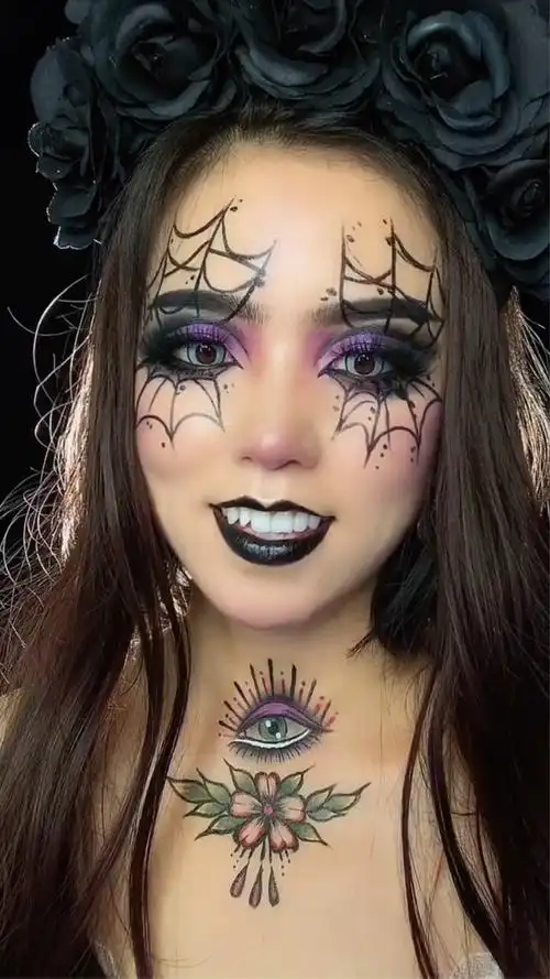 手绘蜘蛛精创意妆!教程来了.