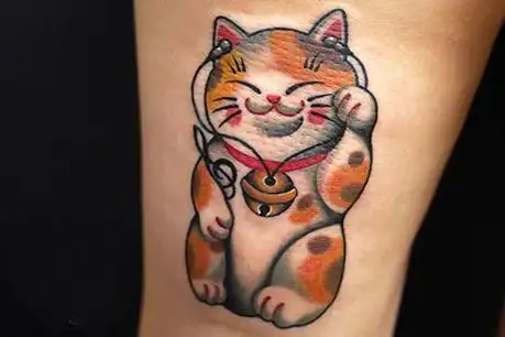 改运个性招财猫纹身图案