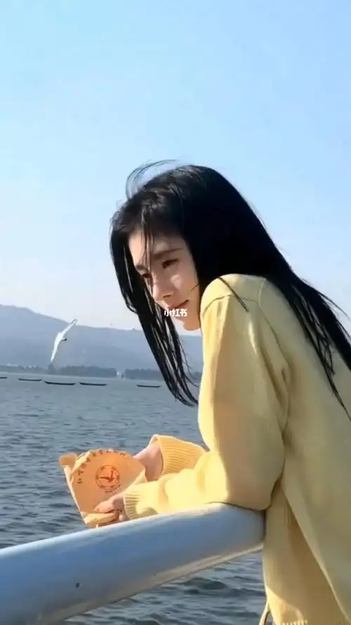 鞠婧祎喂海鸥啦