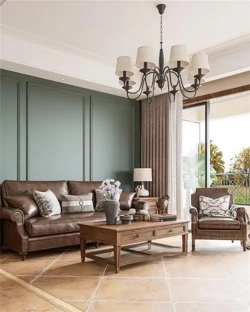 上海上海河滨豪园120平美式风格二居室客厅装修效果图