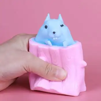 邪恶小松鼠网红减压玩具挤压树桩捏捏乐橡胶玩具儿童娱乐玩具 粉蓝2个