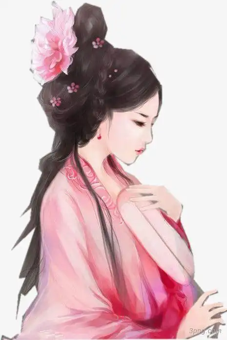 粉衣唯美古风手绘女子