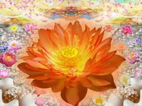 " 出了"兜率天",我又再持楞严咒,脚上现出莲花座,腾空而起,一路上