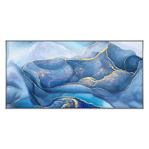 手绘油画 现代简约金色山脉风景装饰画 仟美 客厅沙发挂画 横幅