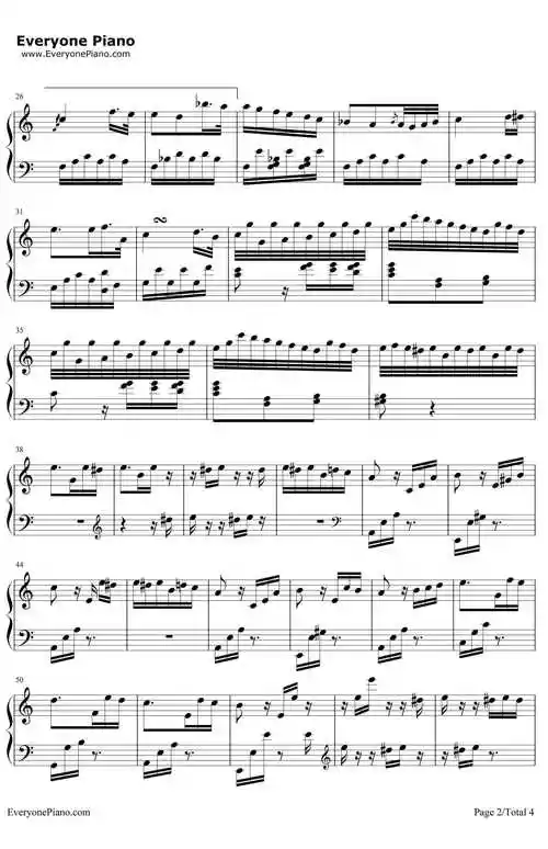 致爱丽丝五线谱预览2