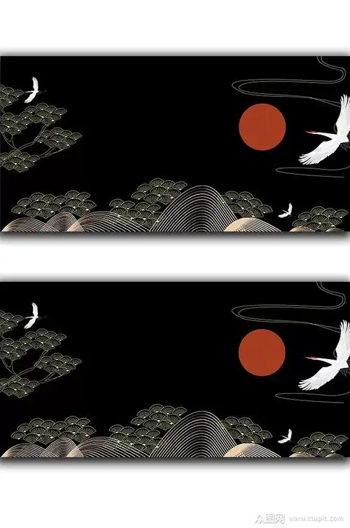 国风国潮中国风仙鹤背景