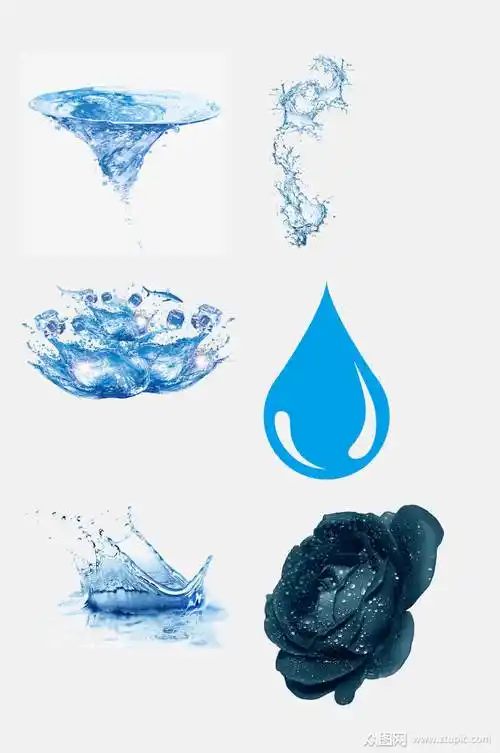 透明水滴水花免抠素材元素
