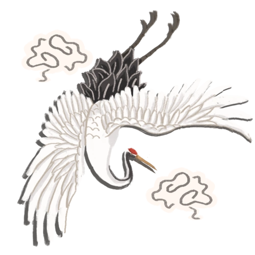 国潮系列手绘中国风仙鹤祥云png