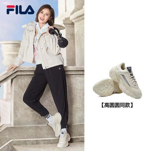高圆圆同款fila斐乐鲨鱼鞋女秋冬复古运动休闲厚底跑步鞋