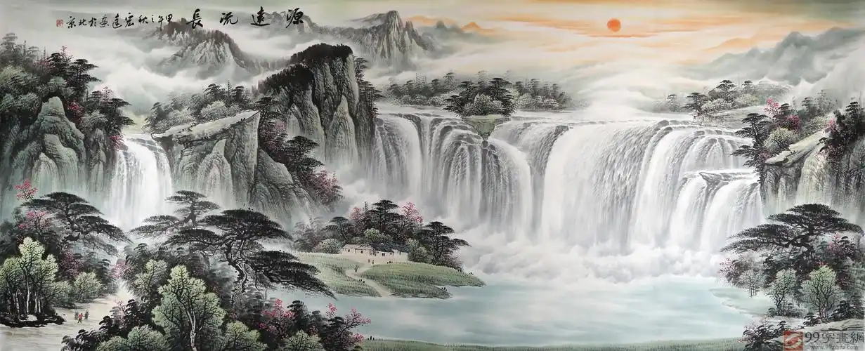 聚宝盆山水旺财画!