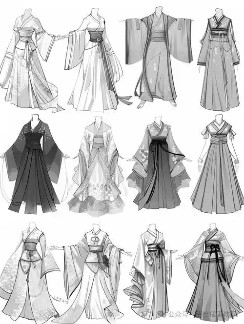 设计师的武侠古装梦!(100款古风武侠服装效果图素材)