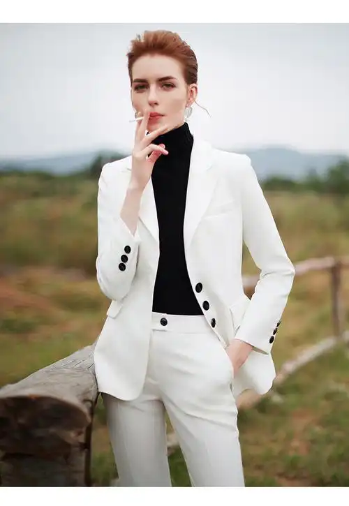 ad白色西装女套装高端女总裁商务休闲西服套裤两件套气质白领面试