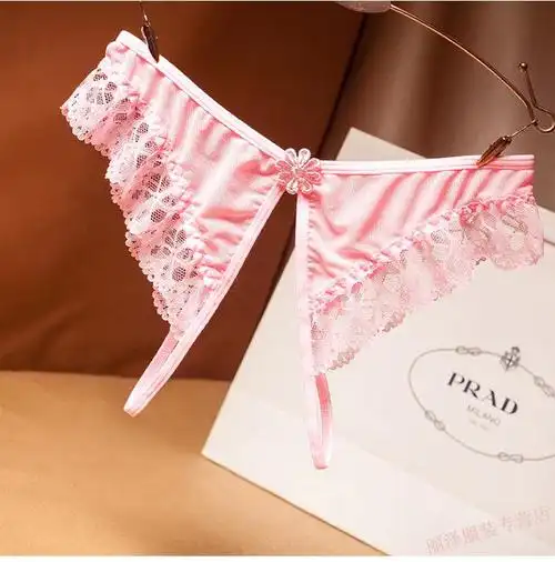 浪莎轻奢品牌特价性感蕾丝丁字裤女透明开档内裤女性惑情调透开裆旗舰