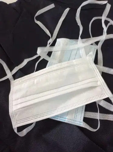 包邮绑带式 一次性三层无纺布系绳防尘防病菌医生防护口罩 50只