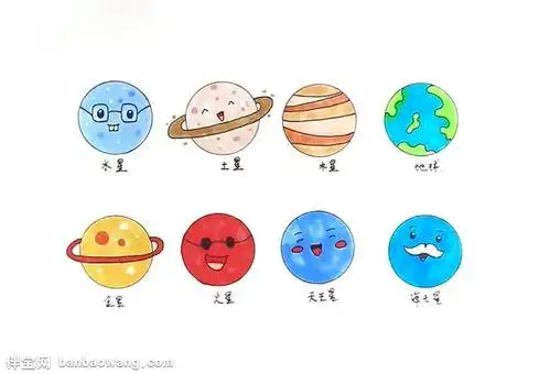 八大行星图片简笔画八大行星图片简笔画黑白