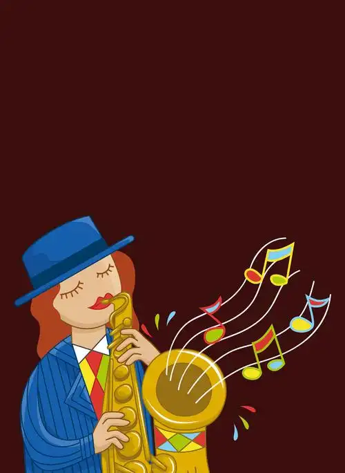 卡通简约人物爵士音乐节海报背景素材