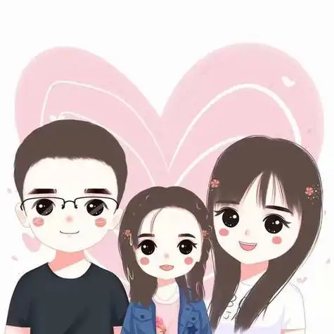 两个女儿的全家卡通头像(两个女儿全家福卡通头像) - 帅哥男生头像