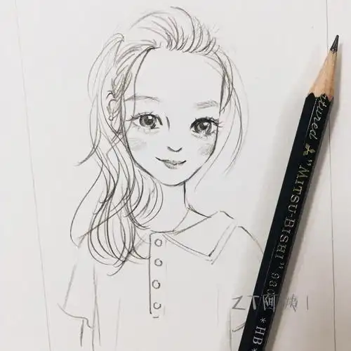 手绘简笔小画像91 分享最近的一些肖像小画～ 黑白的这几张是半成品