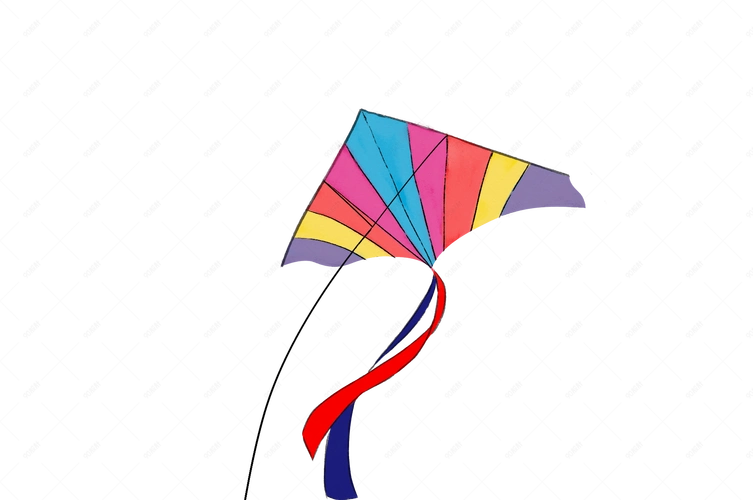 手绘几何彩色风筝透明png图片下载