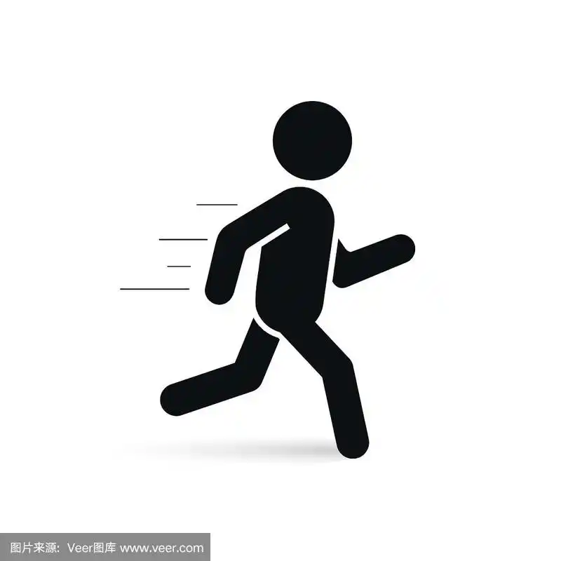 跑步人图标,向量孤立剪影跑步人.运行信号