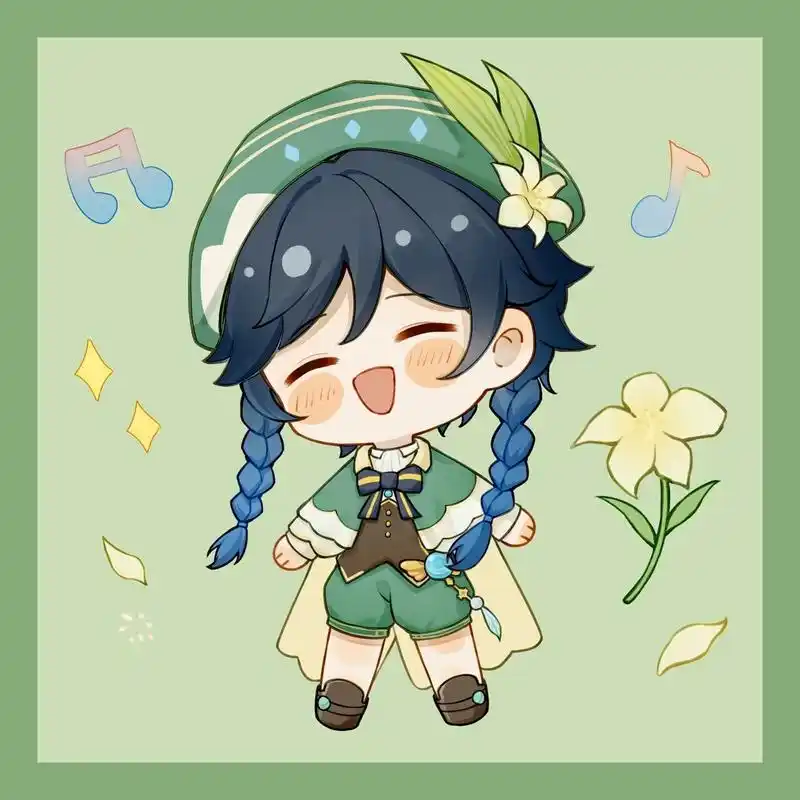 q版人物|卡通头像|原神温迪q版 原创q版人物原神温迪同人卡通头像,有