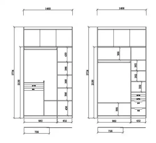一米四衣柜图纸