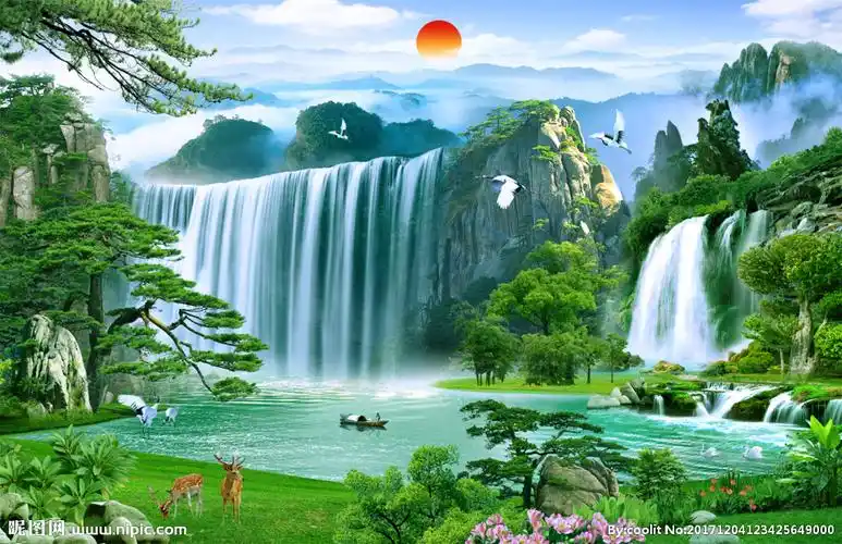 山水背景墙图片