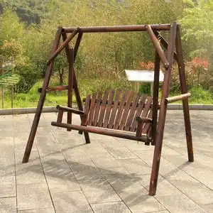 加厚成人椅子座椅木户庭院阳台大人户外木秋千摇摇椅吊椅双人木制