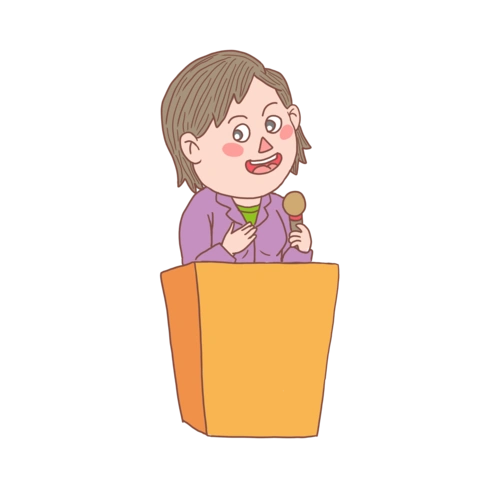 冬季冬日卡通手绘演讲妇女