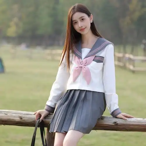 新灰三本jk制服水手服学院风日系刺绣百褶裙学生正版日本校服套装