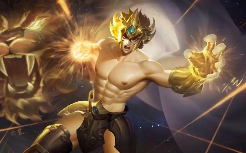 王者荣耀清凉装更衣室——达摩·黄金狮子座,圣斗士星矢联动皮肤,五一