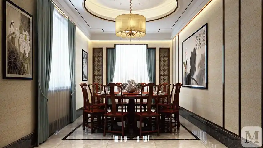 中式餐厅背景墙装修效果图