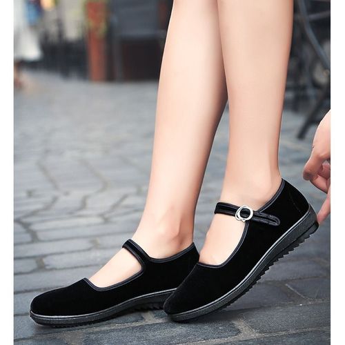 老北京布鞋女黑布鞋时尚上班妈妈款黑平绒女鞋软底布鞋