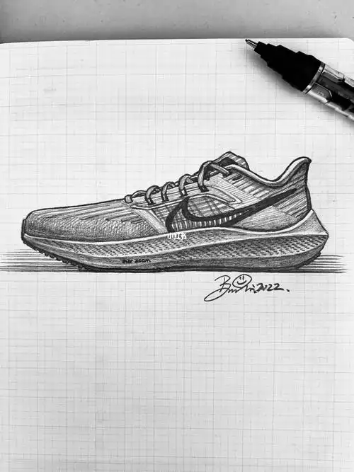 手绘跑鞋|实力回弹跑鞋_跑鞋_手绘_绘画_速写_球鞋_素描_手绘鞋_兴趣