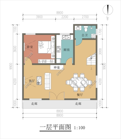 农村有块宅基地,开间8.8米进深9.9米,怎么设计比较好?_卧室