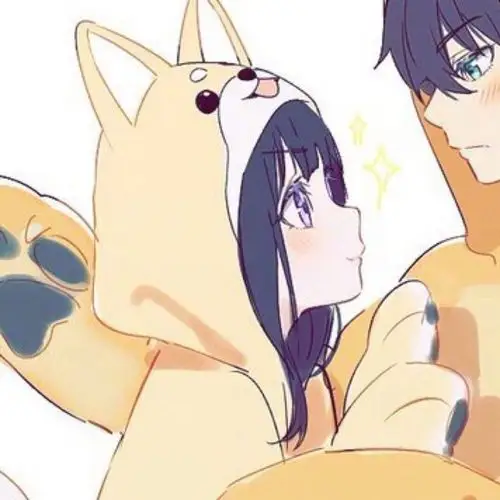 创意情侣动漫男女一人一半头像