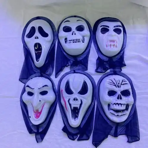 万圣节复古面具鬼节化妆舞会派对恐怖吓人骷髅头仿古全脸尖叫面具